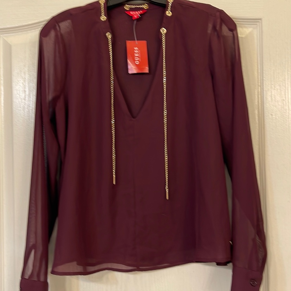 Guess Blouse, Medium, Maroon or burgundy